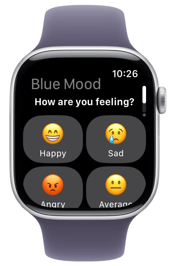 Blue Mood check-in on Apple Watch